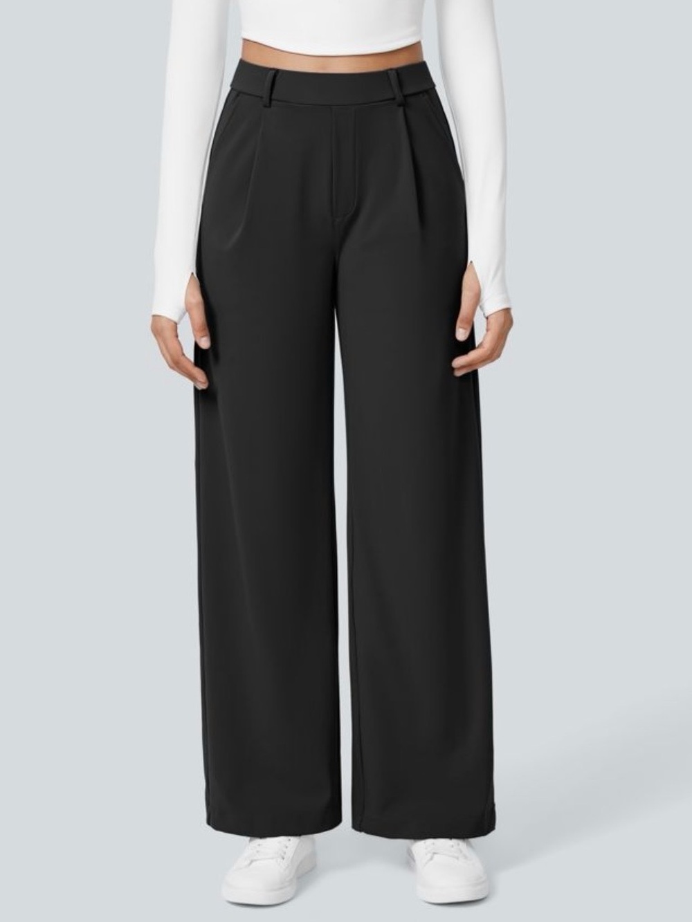 NWT HALARA Black High-Waist Straight Leg Pants
